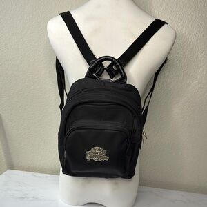 Vintage Planet Hollywood Black Nylon Mini Backpack Y2K Retro Logo‎ Bag